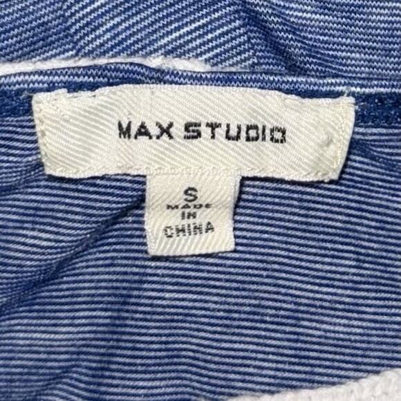 Max Studio Dress Women's Small Blue Boho Heathered Stretchy Embroidered Casual - Picture 5 of 8